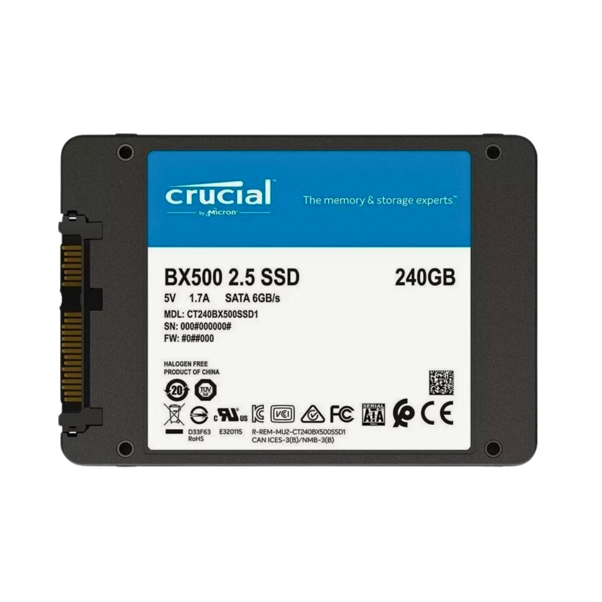 Crucial BX500 240GB SSD Solid State Drive 2.5" Internal SATA 6Gb/s 540 MB/s NAND TLC CT240BX500SSD1 - SaveMyServer.com