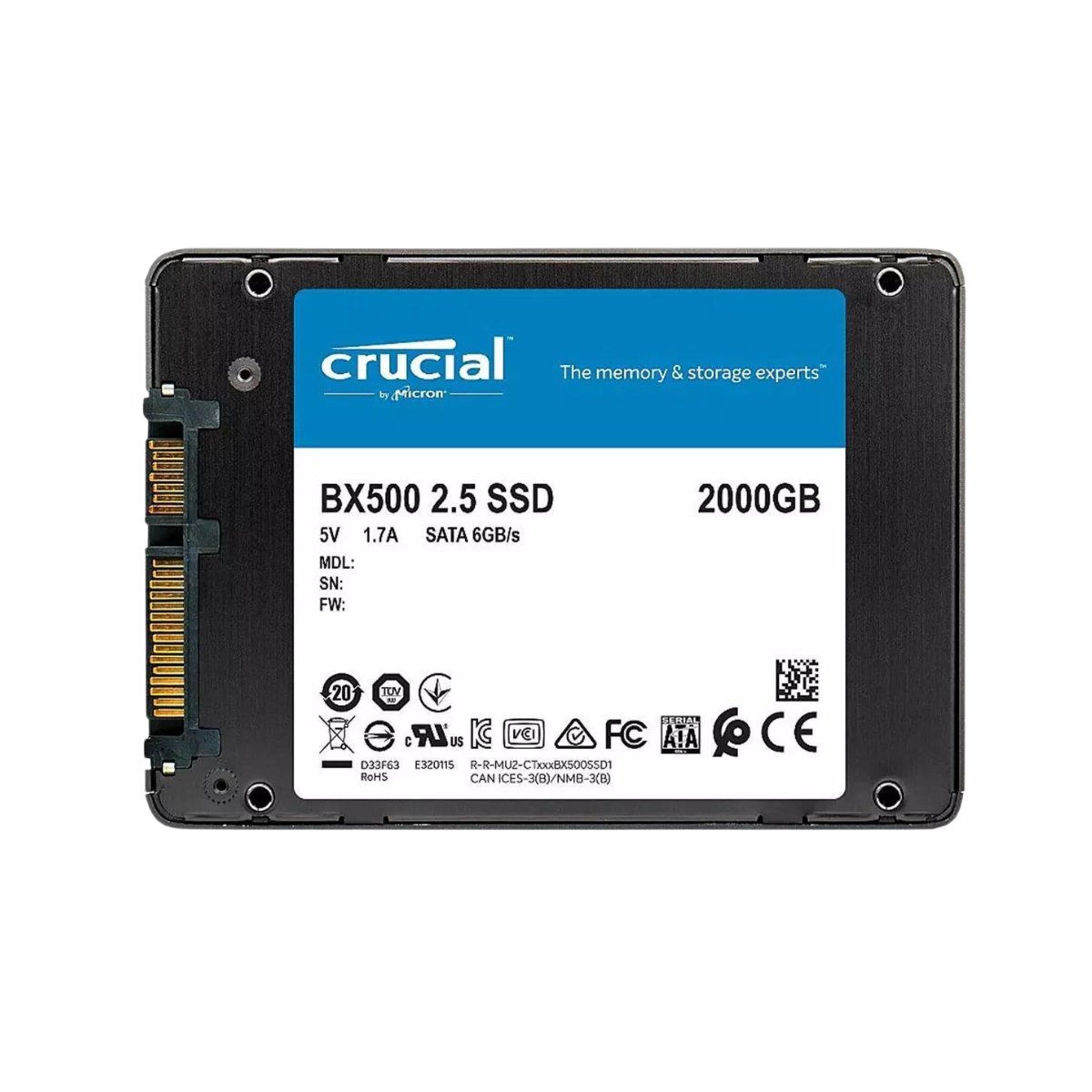 Crucial BX500 2TB SSD Solid State Drive 2.5" Internal SATA 6Gb/s 540 MB/s NAND TLC CT2000BX500SSD1 - SaveMyServer.com