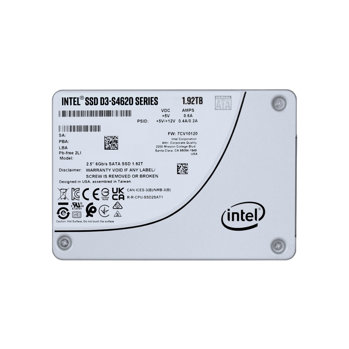 Intel D3 - 4620 1.92TB SSD Solid State Drive 2.5" Internal SATA 6Gb/s 3D NAND TLC SSDSC2KG019TZR - SaveMyServer.com