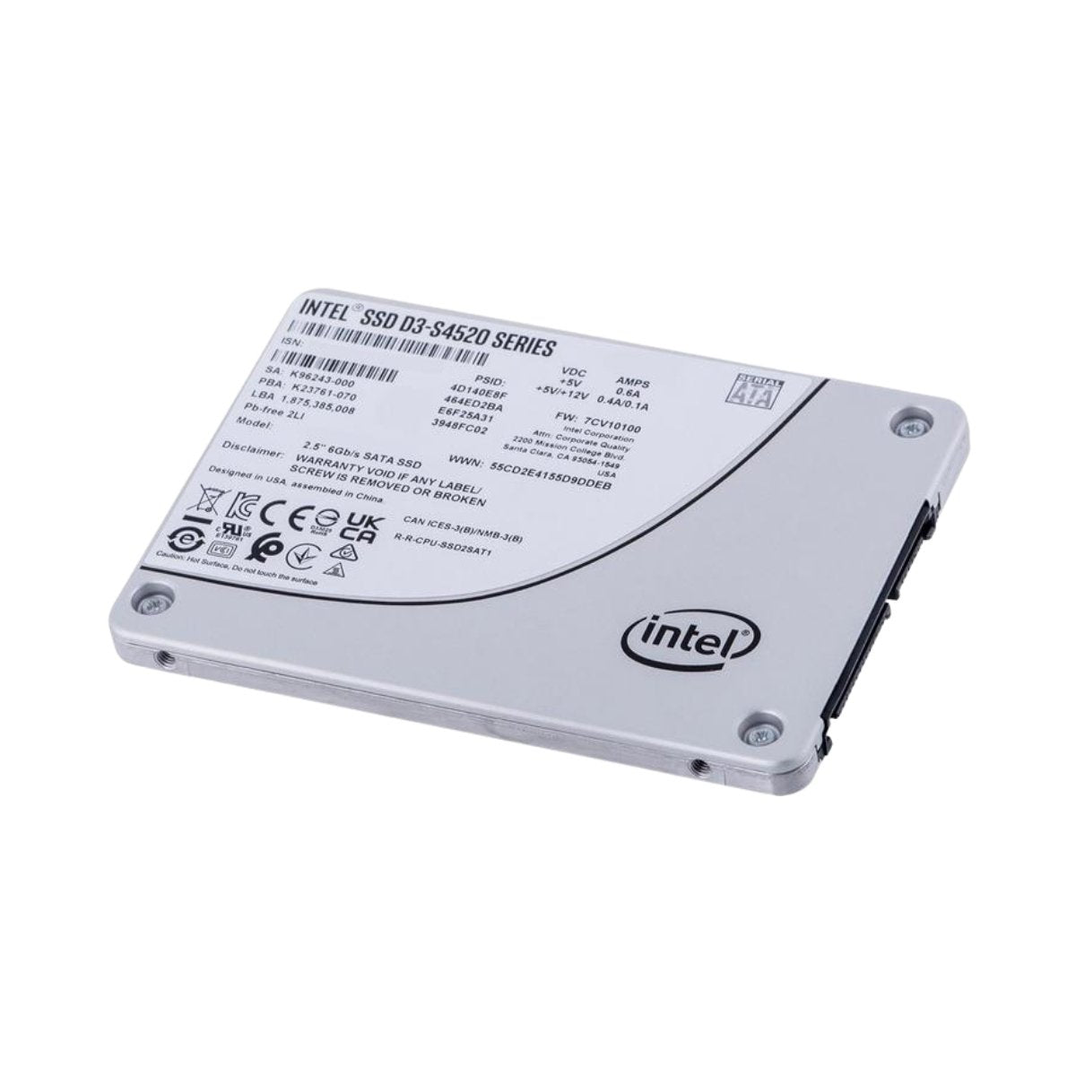 Intel D3 - S4520 240GB SSD Solid State Drive 2.5" Internal SATA 6Gb/s 3D NAND TLC SSDSC2KB240GZ01 - SaveMyServer.com