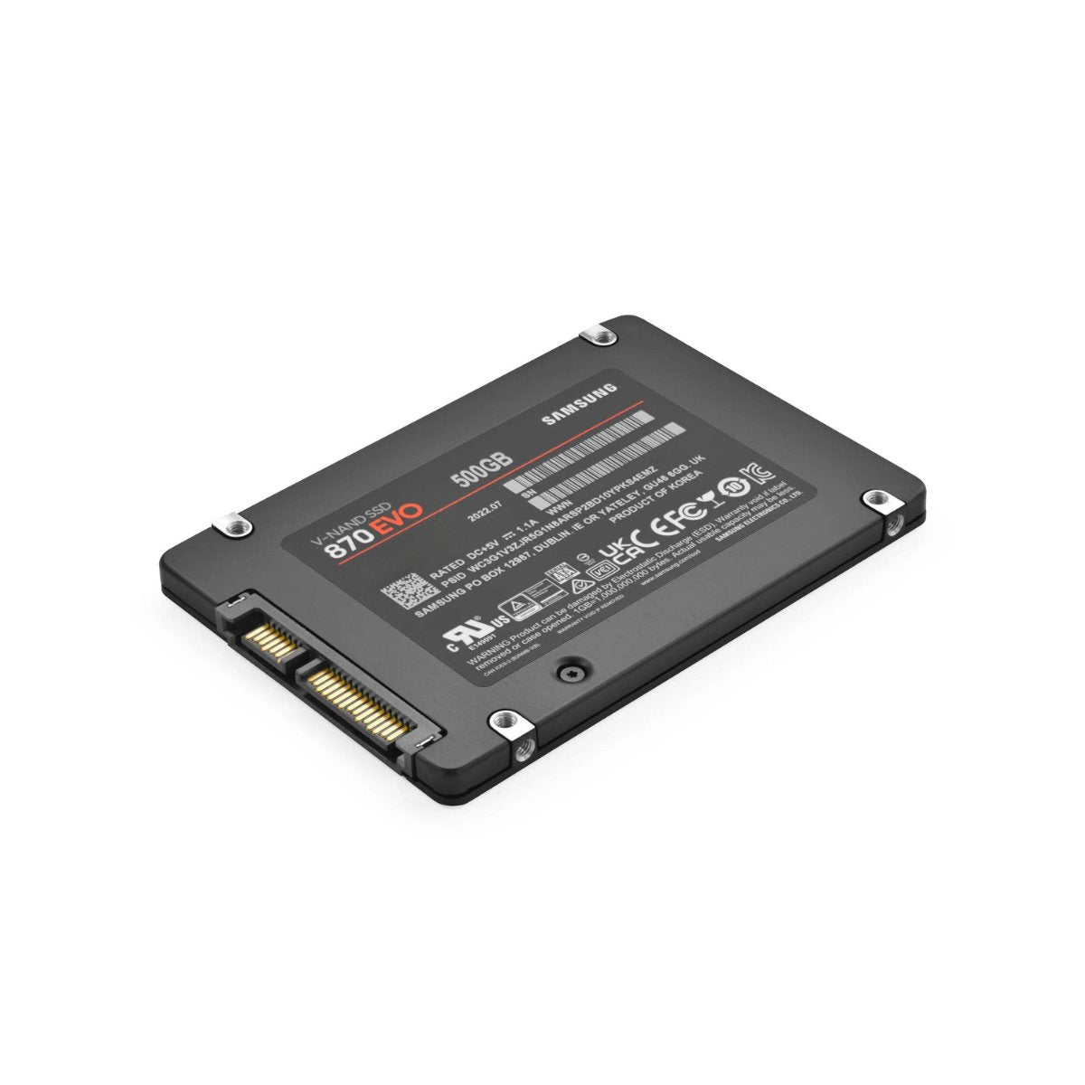 Samsung 870 EVO 500GB SSD Solid State Drive 2.5" Internal SATA 6Gb/s 560 MB/s 3D NAND TLC MZ - 77E500E - SaveMyServer.com